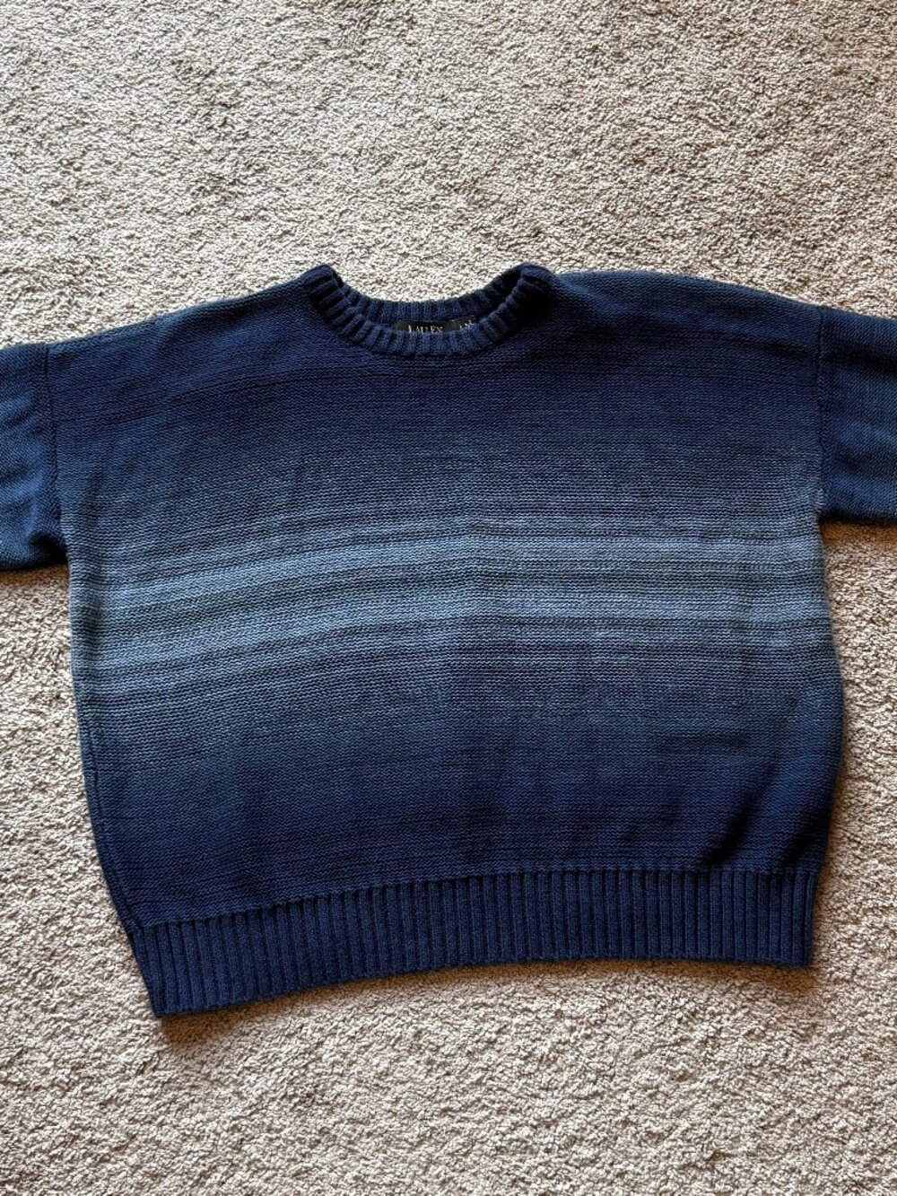 Lauren Ralph Lauren Blue Ombre Cotton Linen Knit Crewneck Sweater